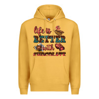 Mustard life is better with chocolate Premium Hoodie - AdoDesignShop