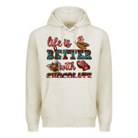 Oatmeal Heather life is better with chocolate Premium Hoodie - AdoDesignShop