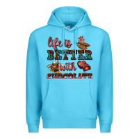 Ocean Blue life is better with chocolate Premium Hoodie - AdoDesignShop