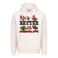 Pale Pink life is better with chocolate Premium Hoodie - AdoDesignShop