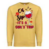 Antique Gold oh sip it's a girl's trip Premium Sweatshirt - MaliasSmallBusiness