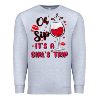 Heather Grey oh sip it's a girl's trip Premium Sweatshirt - MaliasSmallBusiness