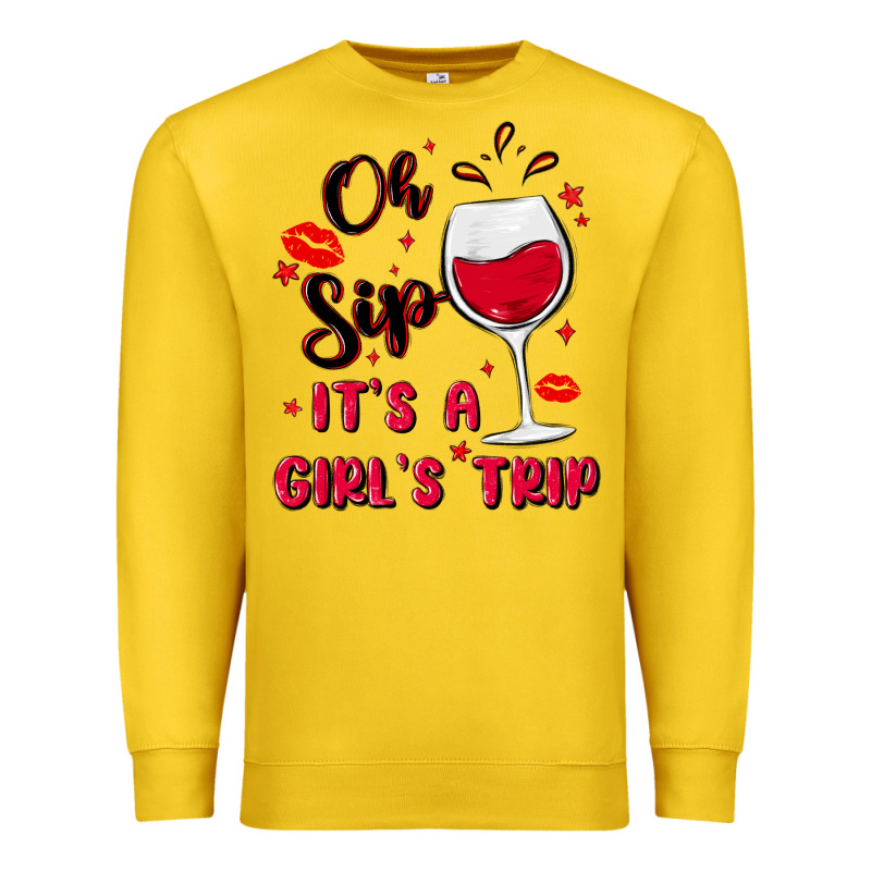 Oh Sip It's A Girl's Trip Premium Sweatshirt by MaliasSmallBusiness | Teevron