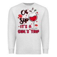 Oatmeal Heather oh sip it's a girl's trip Premium Sweatshirt - MaliasSmallBusiness