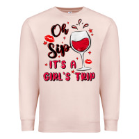 Pale Pink oh sip it's a girl's trip Premium Sweatshirt - MaliasSmallBusiness