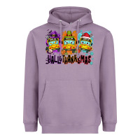 Lavender Happy Hallothanksmas school bus Heavyweight Hoodie - NancyCooperArtShop