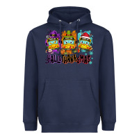 Navy Happy Hallothanksmas school bus Heavyweight Hoodie - NancyCooperArtShop