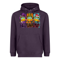 Plum Happy Hallothanksmas school bus Heavyweight Hoodie - NancyCooperArtShop