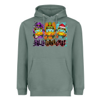 Sage Happy Hallothanksmas school bus Heavyweight Hoodie - NancyCooperArtShop