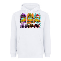 White Happy Hallothanksmas school bus Heavyweight Hoodie - NancyCooperArtShop