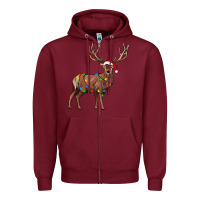 Burgundy reindeer Zipper Hoodie - JahusDesignShop