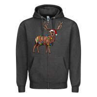 Charcoal Heather reindeer Zipper Hoodie - JahusDesignShop