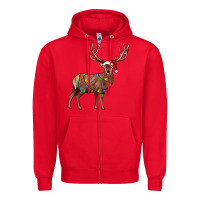 Red reindeer Zipper Hoodie - JahusDesignShop