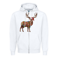 White reindeer Zipper Hoodie - JahusDesignShop