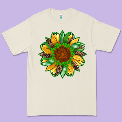St Patricks Sunflower With Leopard  Shamrock And Glitter Premium Tee Designed By Artiststas