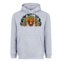 Heather Grey turquoise cowhide sunflower headband highland cow Heavyweight Hoodie - Jasminsmagicworld