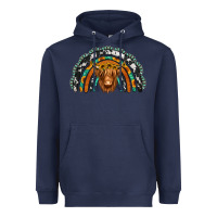 Navy turquoise cowhide sunflower headband highland cow Heavyweight Hoodie - Jasminsmagicworld