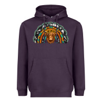 Plum turquoise cowhide sunflower headband highland cow Heavyweight Hoodie - Jasminsmagicworld