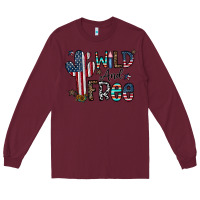 Burgundy wild and free Long Sleeve Tee - CowhideDigitalArt