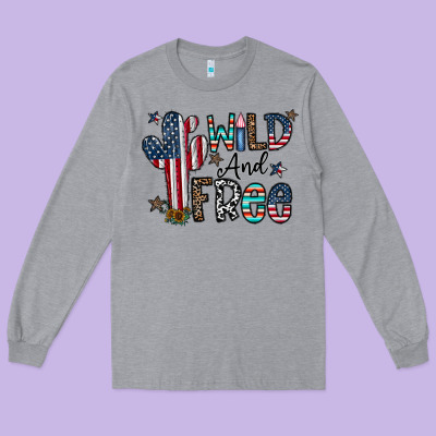 Wild And Free Long Sleeve Tee Designed By Cowhidedigitalart