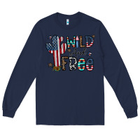 Navy wild and free Long Sleeve Tee - CowhideDigitalArt