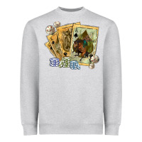 Heather Grey western rodeo playing cards tbw Heavyweight Sweatshirt - texasbilliewilder