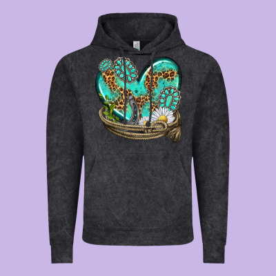 Turquoise Western Heart With Horseshoe Vintage Hoodie Designed By Texasbilliewilder