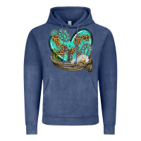 Vintage Denim turquoise western heart with horseshoe Vintage Hoodie - texasbilliewilder