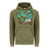 Vintage Olive turquoise western heart with horseshoe Vintage Hoodie - texasbilliewilder