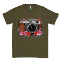 Army Green rose grey leopard vintage camera Classic Tee - FaDigitalArtStudio