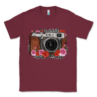 Burgundy rose grey leopard vintage camera Classic Tee - FaDigitalArtStudio