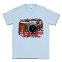 Dusty Blue rose grey leopard vintage camera Classic Tee - FaDigitalArtStudio