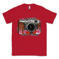 Red rose grey leopard vintage camera Classic Tee - FaDigitalArtStudio
