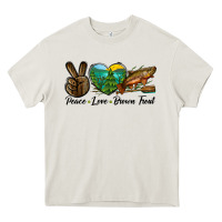 Cream Peace Love Brown Trout Heavy Core Tee - LillyAllenDesigns