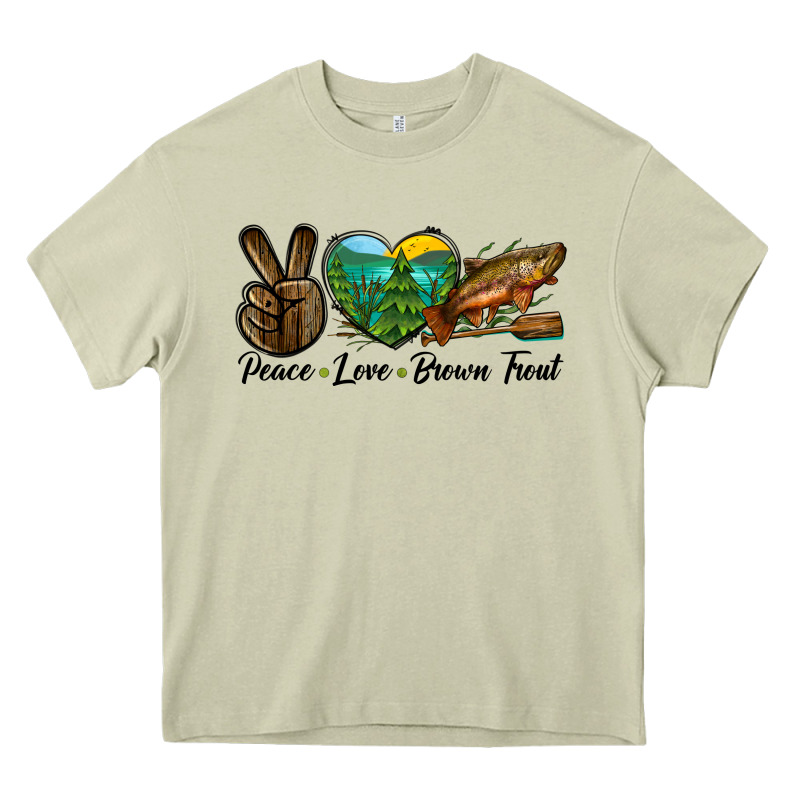 Peace Love Brown Trout Heavy Core Tee by LillyAllenDesigns | Teevron