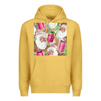 Antique Gold Pink Christmas Santa Claus and gift box Premium Hoodie - NancyCooperArtShop