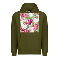 Army Green Pink Christmas Santa Claus and gift box Premium Hoodie - NancyCooperArtShop