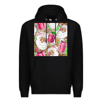 Black Pink Christmas Santa Claus and gift box Premium Hoodie - NancyCooperArtShop