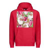 Cardinal Pink Christmas Santa Claus and gift box Premium Hoodie - NancyCooperArtShop
