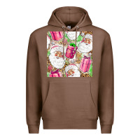 Chestnut Pink Christmas Santa Claus and gift box Premium Hoodie - NancyCooperArtShop