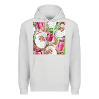 Dove Grey Pink Christmas Santa Claus and gift box Premium Hoodie - NancyCooperArtShop