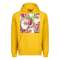 Lemon Pink Christmas Santa Claus and gift box Premium Hoodie - NancyCooperArtShop