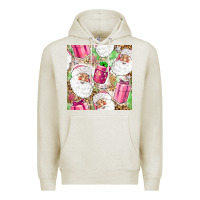 Oatmeal Heather Pink Christmas Santa Claus and gift box Premium Hoodie - NancyCooperArtShop