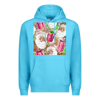 Ocean Blue Pink Christmas Santa Claus and gift box Premium Hoodie - NancyCooperArtShop