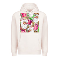 Pale Pink Pink Christmas Santa Claus and gift box Premium Hoodie - NancyCooperArtShop