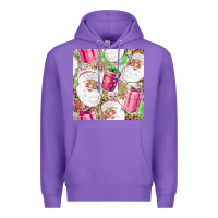 Purple Pink Christmas Santa Claus and gift box Premium Hoodie - NancyCooperArtShop