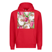 Red Pink Christmas Santa Claus and gift box Premium Hoodie - NancyCooperArtShop