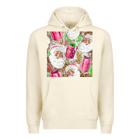 Sandshell Pink Christmas Santa Claus and gift box Premium Hoodie - NancyCooperArtShop