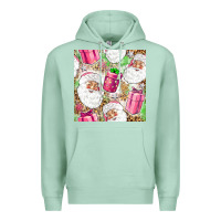 Seafoam Pink Christmas Santa Claus and gift box Premium Hoodie - NancyCooperArtShop