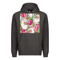 Smoke Pink Christmas Santa Claus and gift box Premium Hoodie - NancyCooperArtShop
